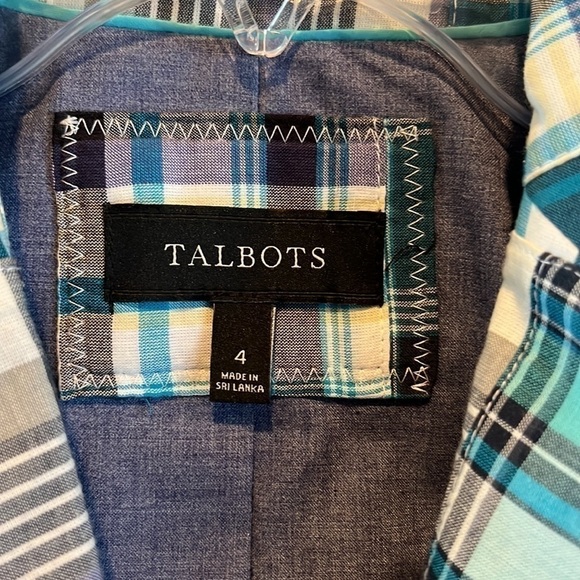 Adorable cotton lightweight patchwork two button blazer Talbot size 4 preppy - Picture 5 of 10